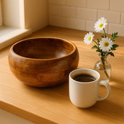 Handcrafted Wooden Large Fruit Salad Bowl