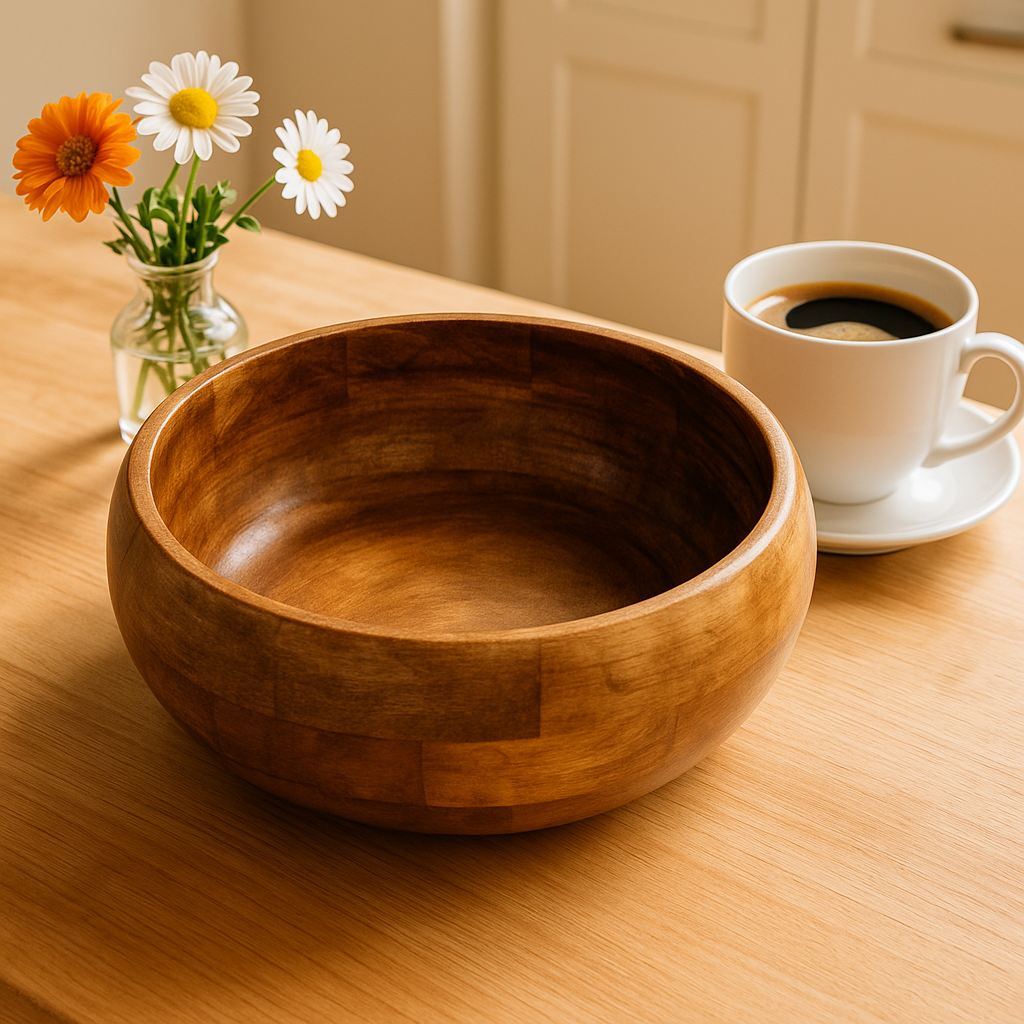 Handcrafted Wooden Large Fruit Salad Bowl