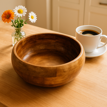 Handcrafted Wooden Large Fruit Salad Bowl