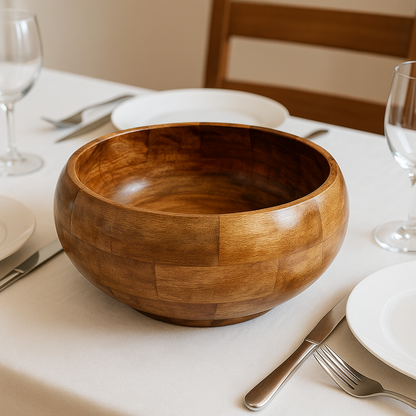 Handcrafted Wooden Large Fruit Salad Bowl