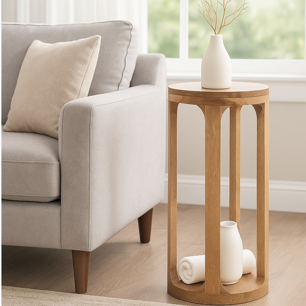 Handmade Wooden Side Table Nightstand Plant Stand