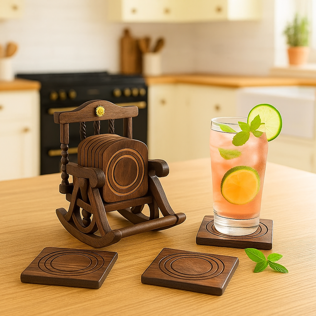 Rustic Wooden Coaster Set of 6