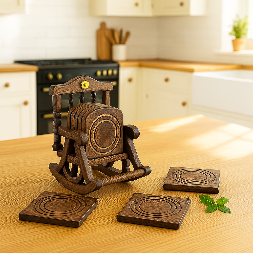 Rustic Wooden Coaster Set of 6