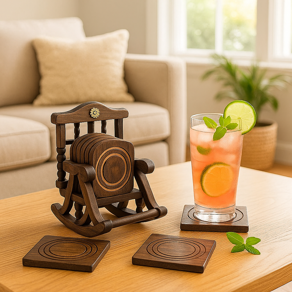 Rustic Wooden Coaster Set of 6