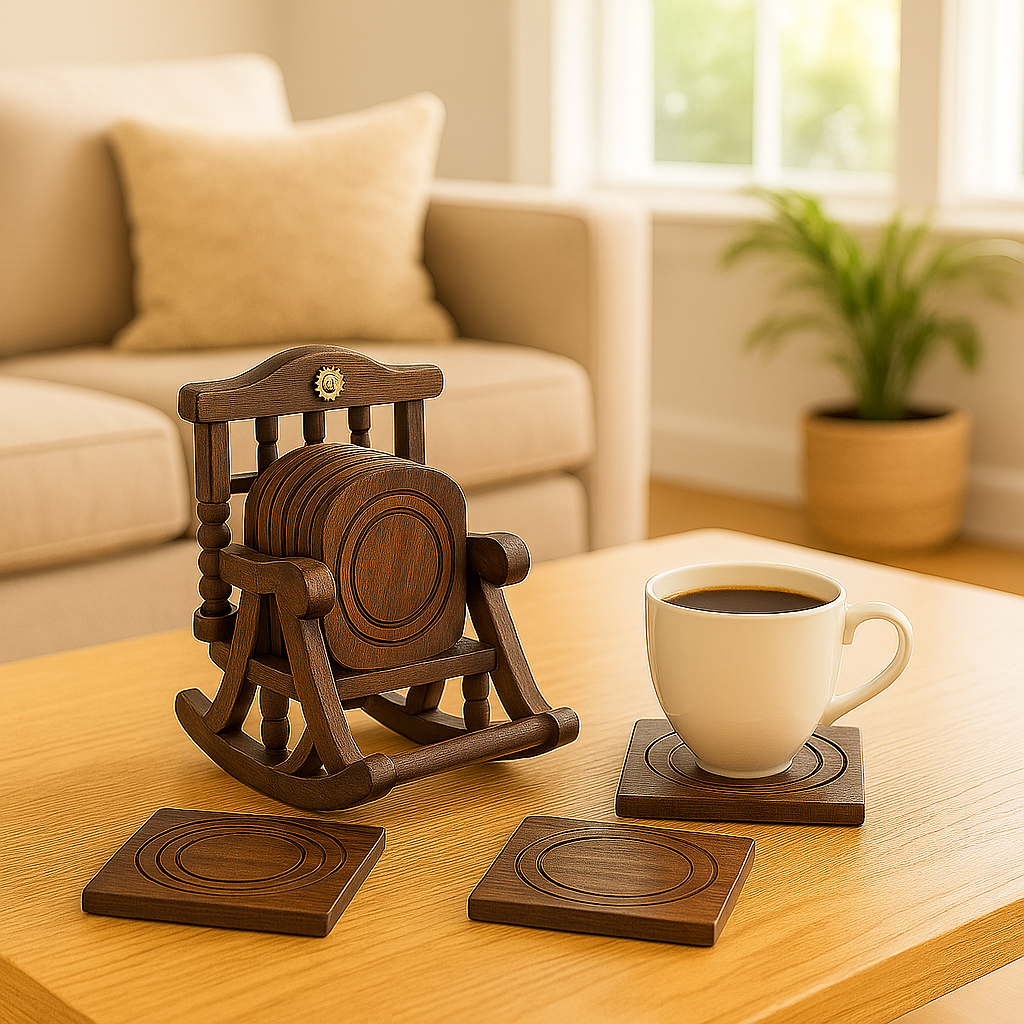 Rustic Wooden Coaster Set of 6