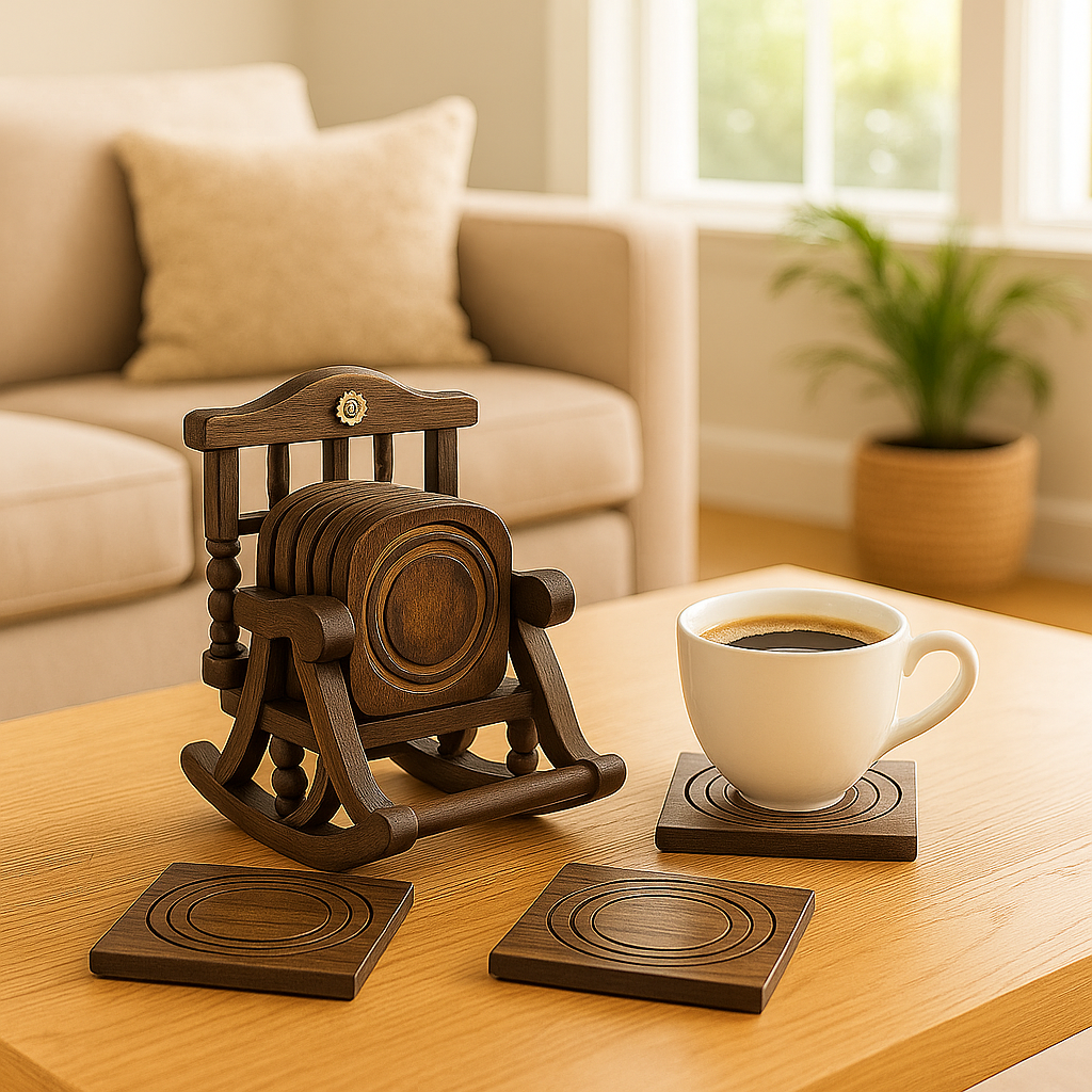 Rustic Wooden Coaster Set of 6