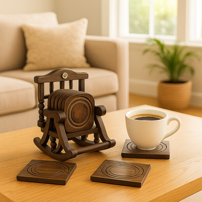 Rustic Wooden Coaster Set of 6