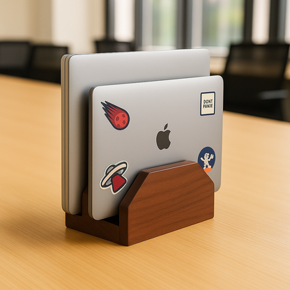 Dual Vertical Wooden Laptop Stand