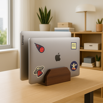 Dual Vertical Wooden Laptop Stand