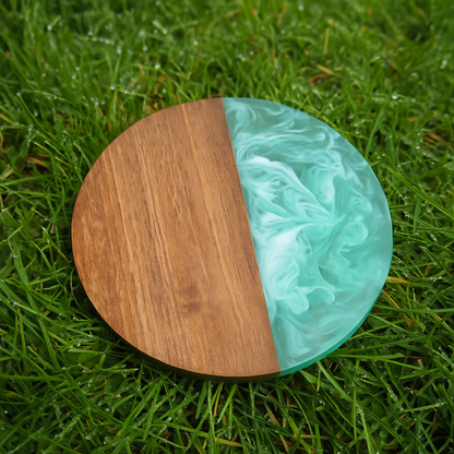 Green Epoxy Resin Wooden Coasters