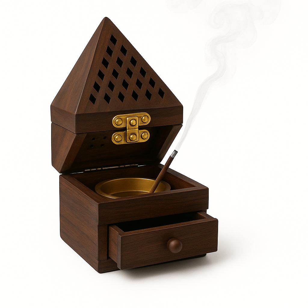 Handmade Wooden Pyramid Incense Burner