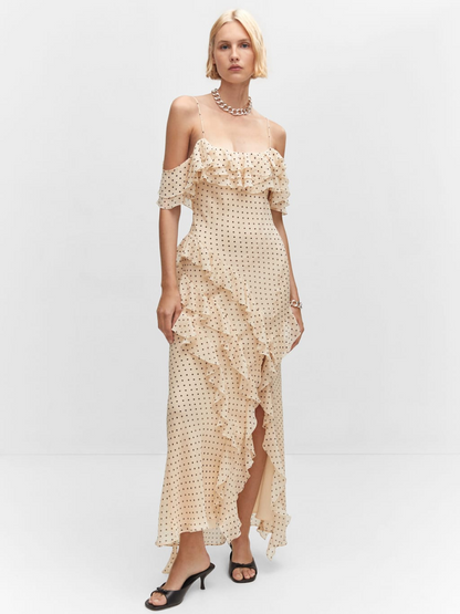Polka-dot ruffled dress