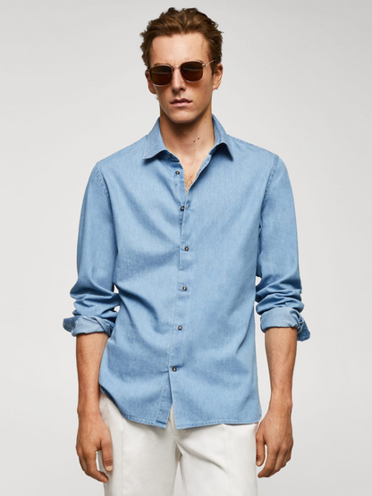 Slim-fit chambray cotton shirt