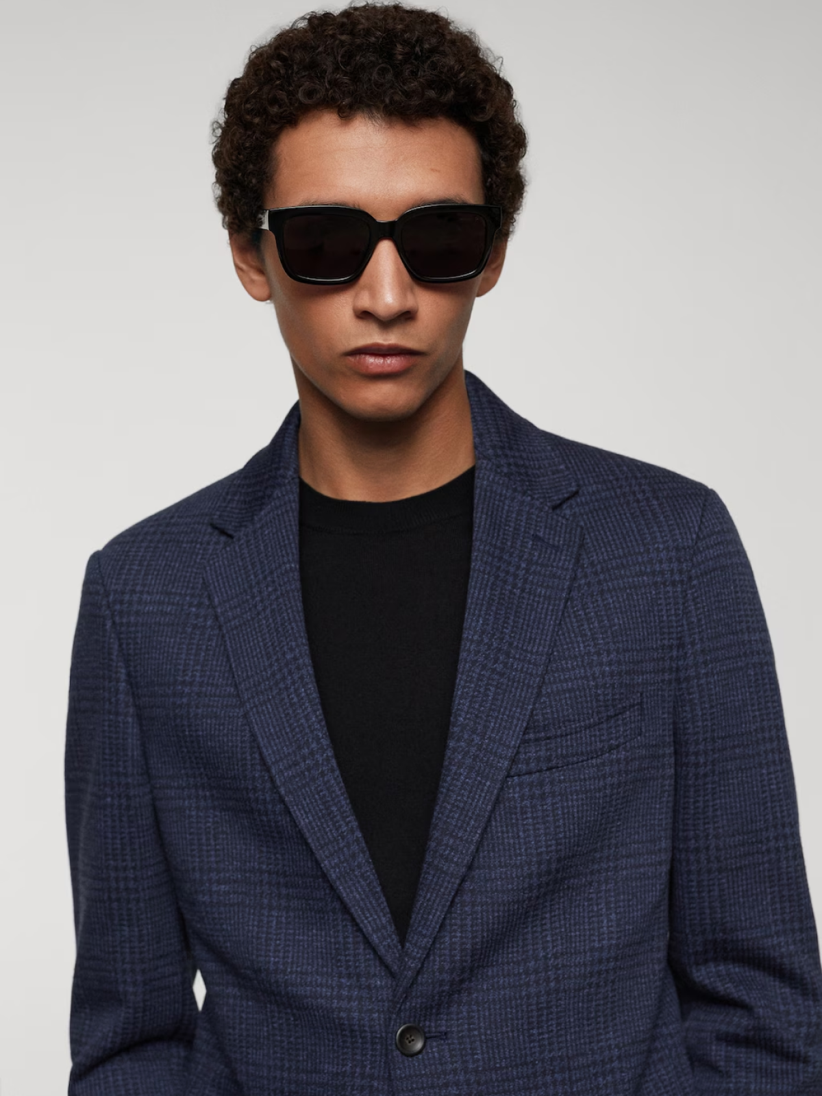 Slim fit check cotton blazer