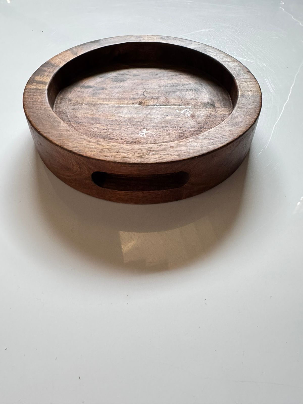 Round small wooden serving platter