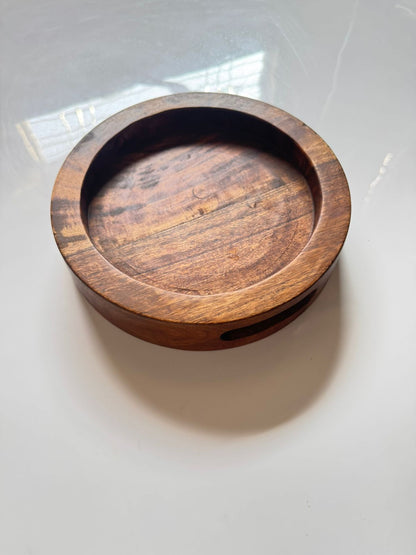 Round small wooden serving platter