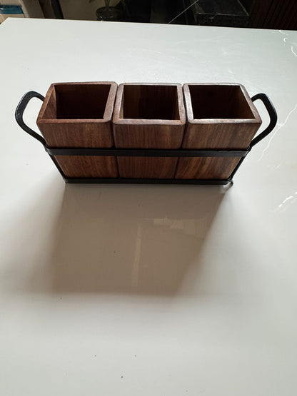 Handmade Wooden Walnut Cutlery & Napkin Tissue Holder