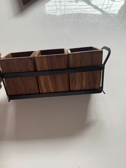 Handmade Wooden Walnut Cutlery & Napkin Tissue Holder