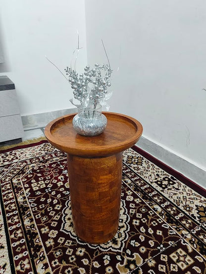 Round rustic Walnut Wooden Table or Indoor & Outdoor