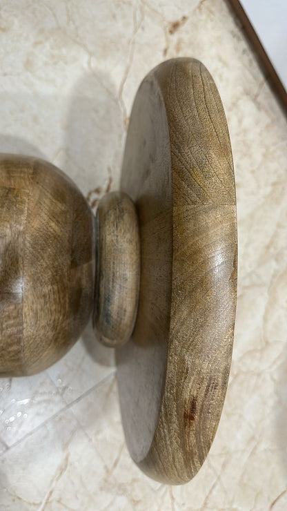 Solid Natural Wood Bedside Round Console Table