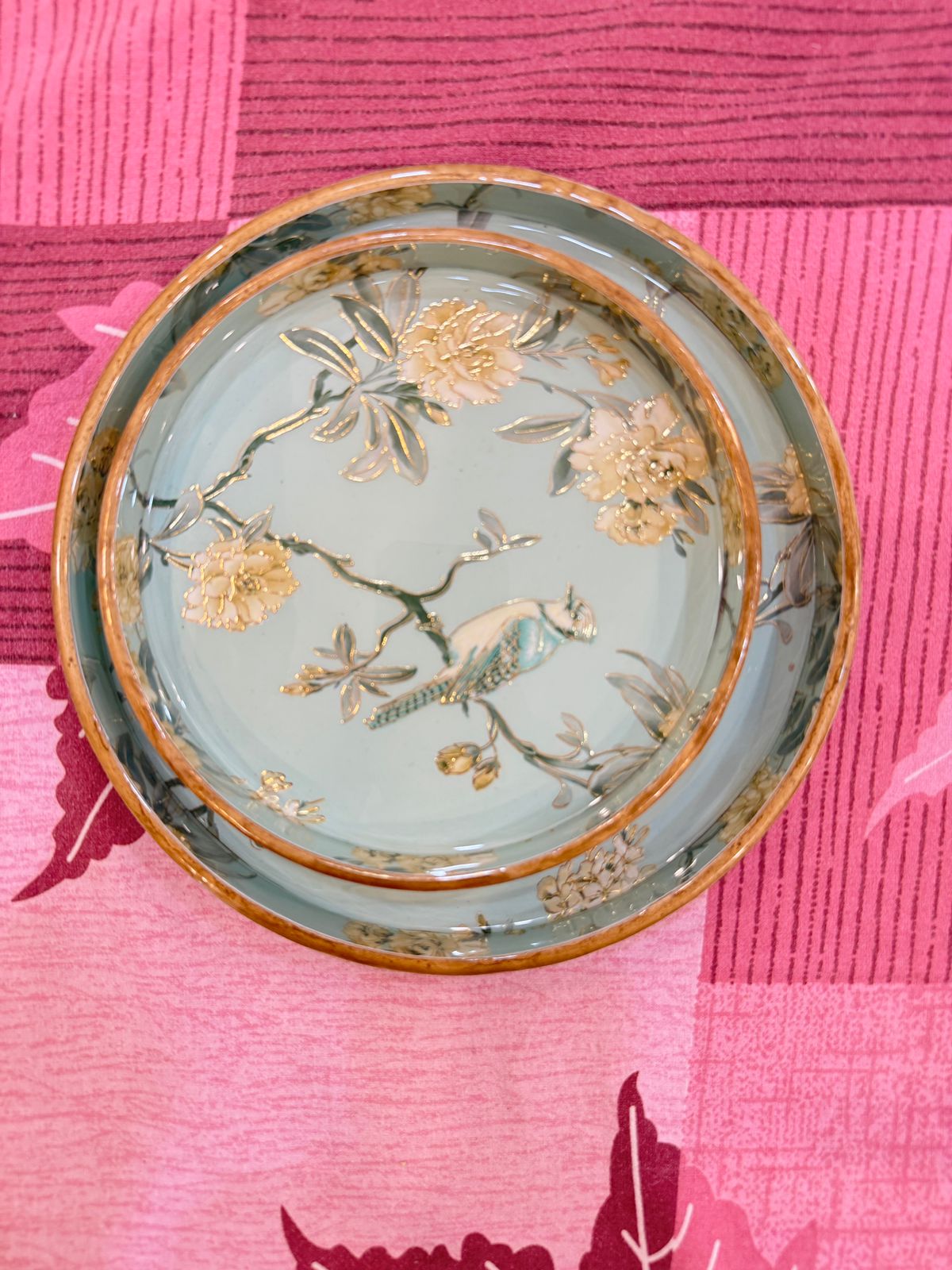 Round Handmade Nested Set of 2 Wood Trays