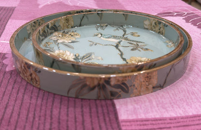 Round Handmade Nested Set of 2 Wood Trays