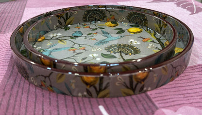 Round Hand Painted Resin Bird Platter