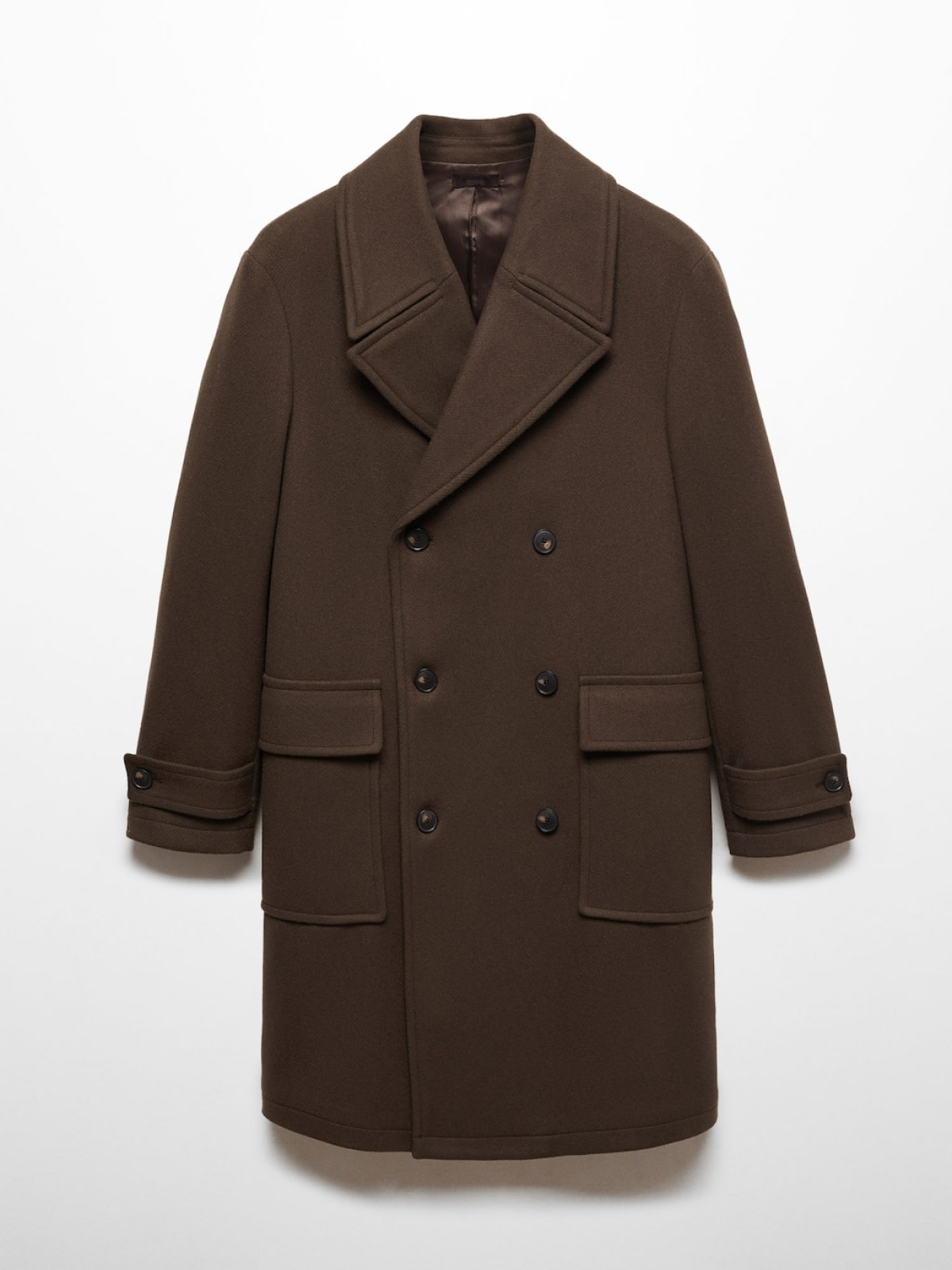 Wool double-breasted coat with buttons