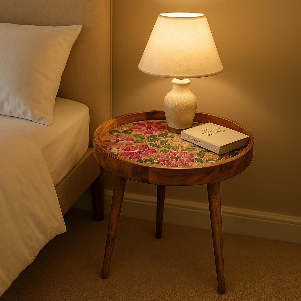 Mango Wood Pink Medley Floral Coffee Table
