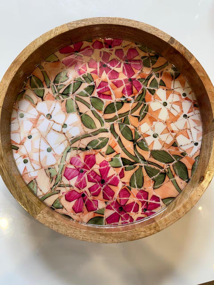 Mango Wood Pink Medley Floral Coffee Table