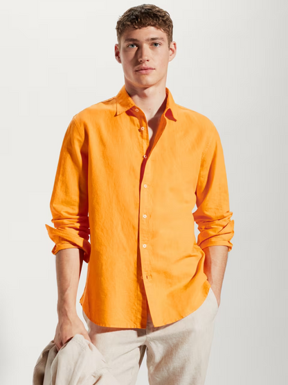 Regular-fit linen cotton shirt