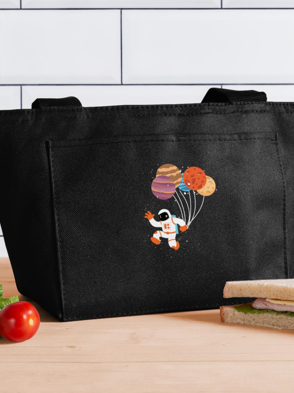 Spaceman Planet Balloons on Lunch Bag