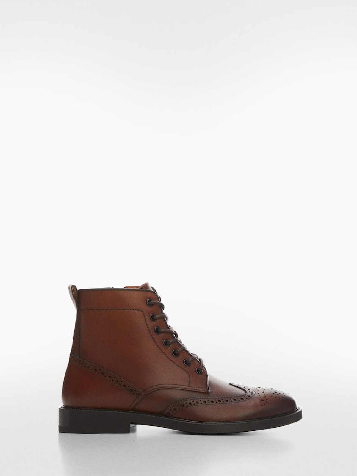 Die-cut leather ankle boots