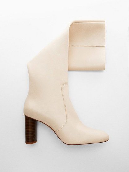Round-toe leather boots