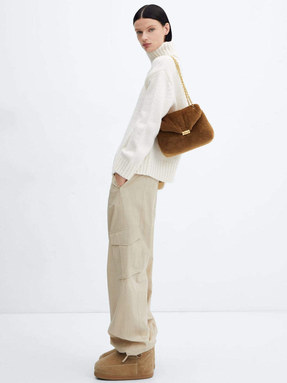 Quilted fur-effect bag