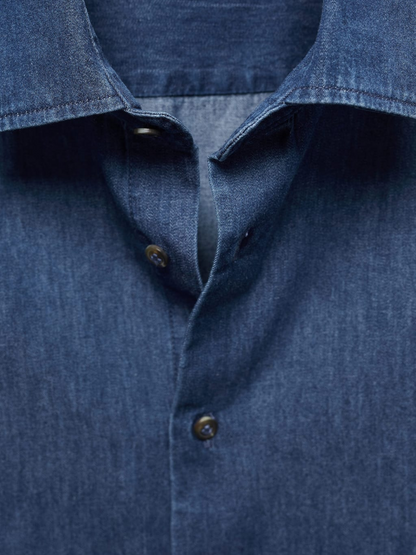 Slim-fit chambray cotton shirt