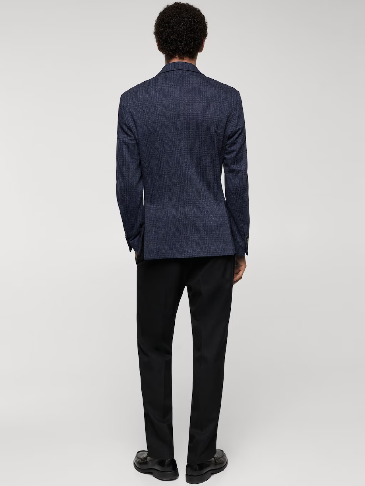 Slim fit check cotton blazer