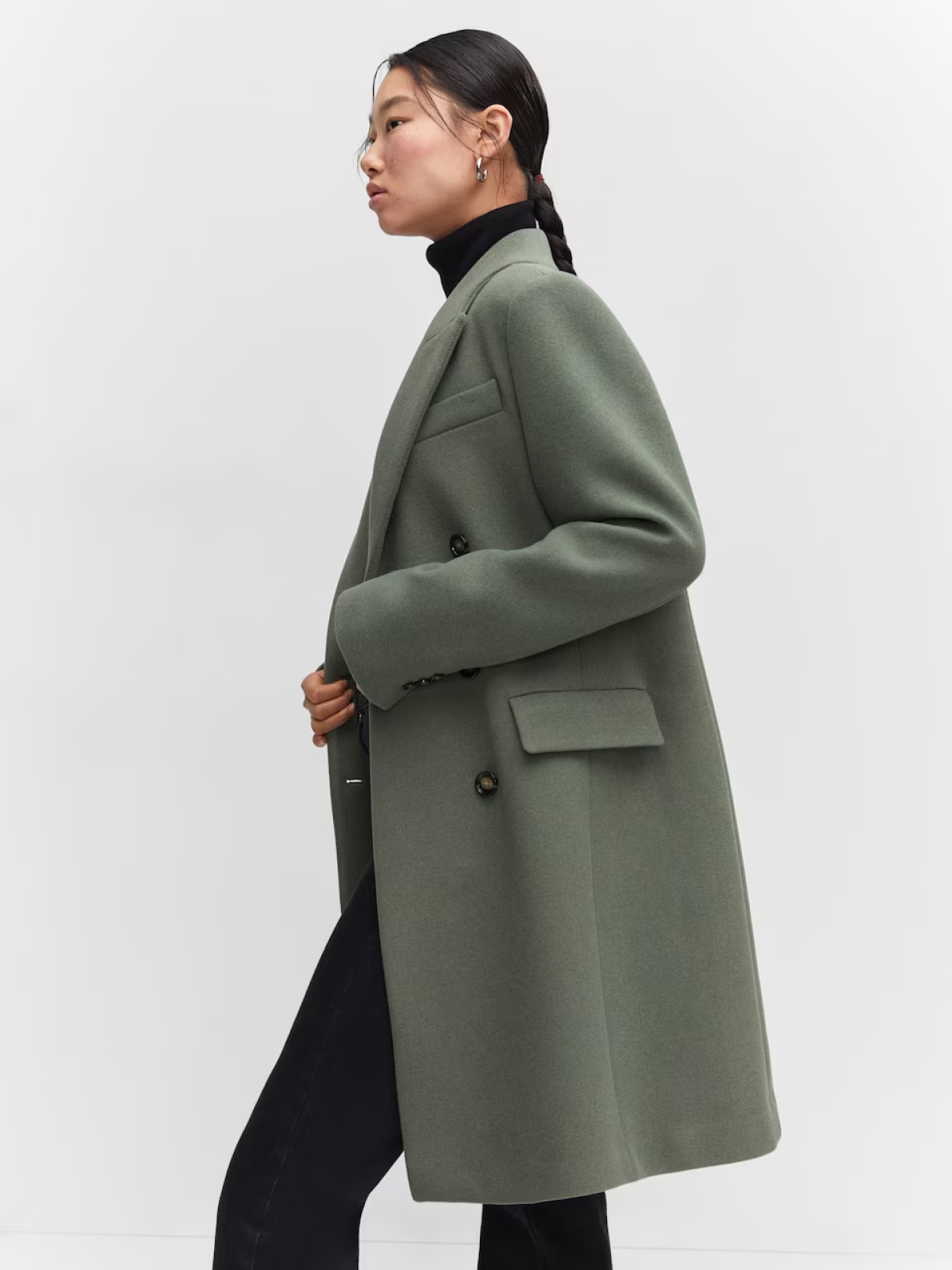 Wool double-breasted coat