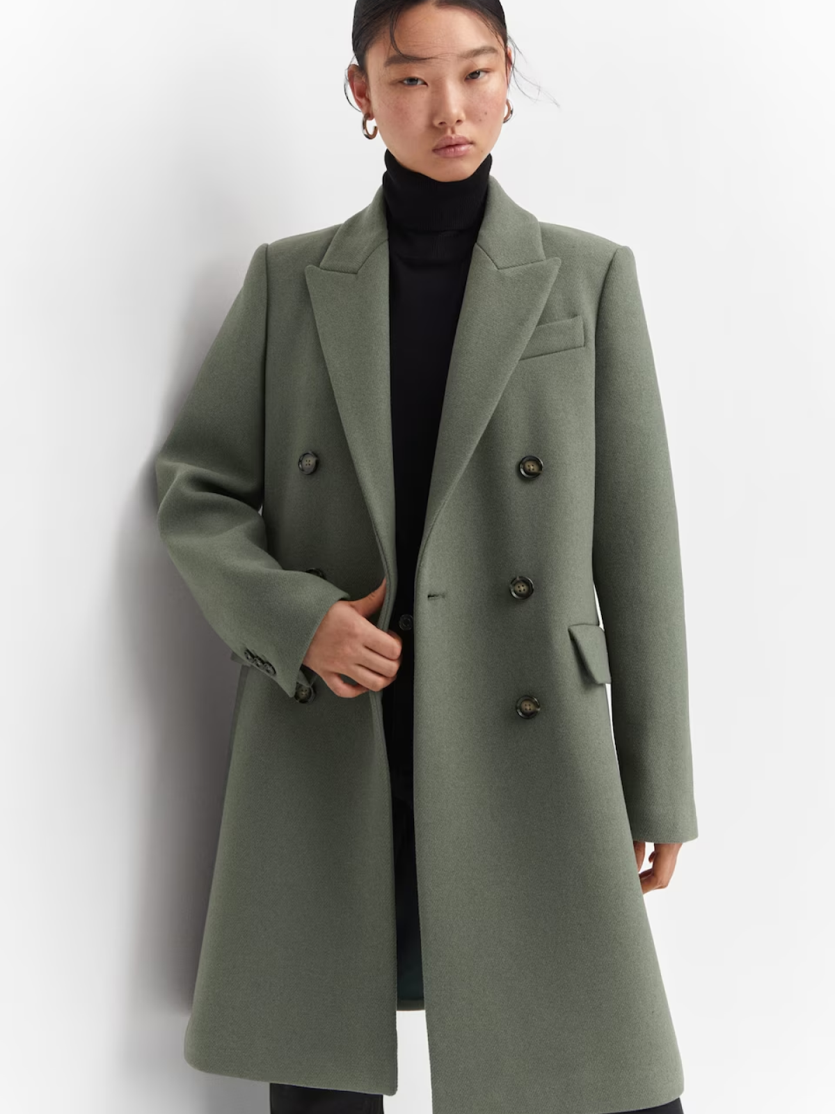 Wool double-breasted coat