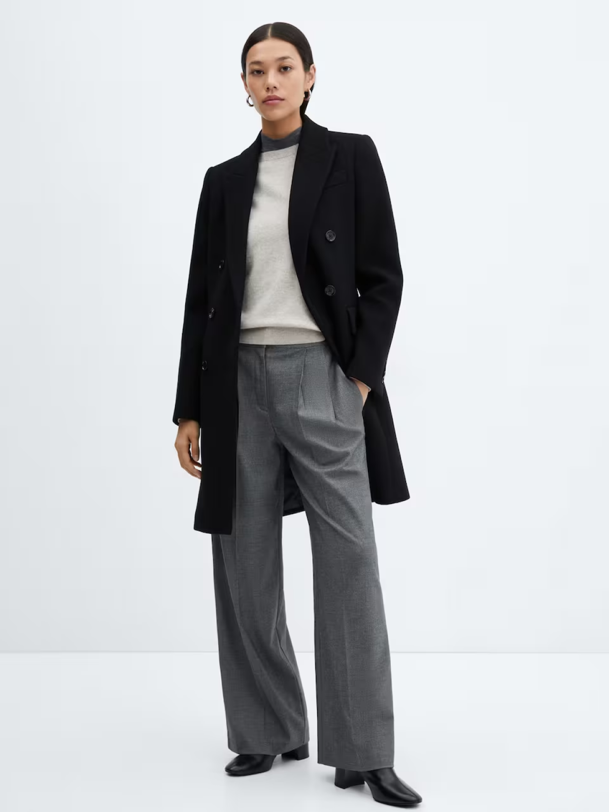 Wool double-breasted coat