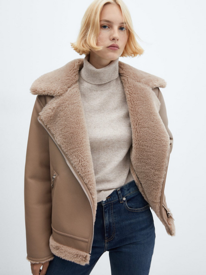 Faux shearling-lined jacket