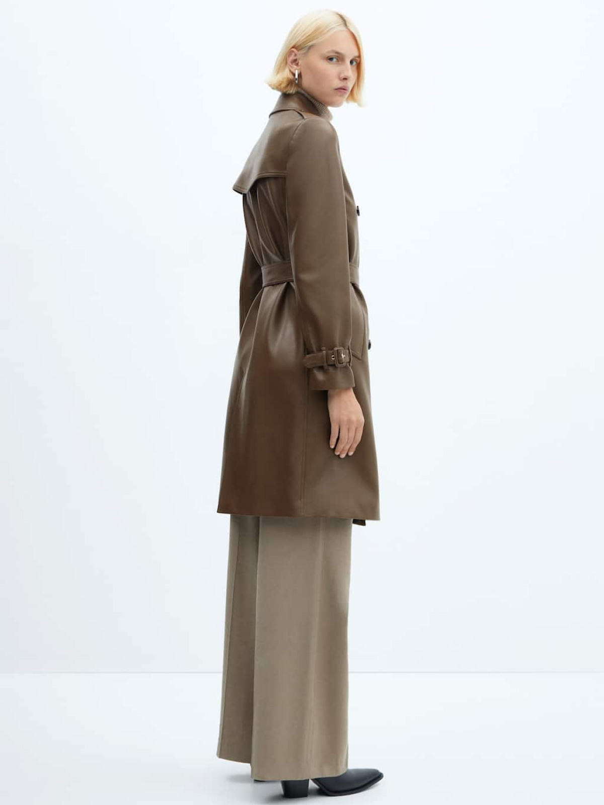 Leather-effect trench coat