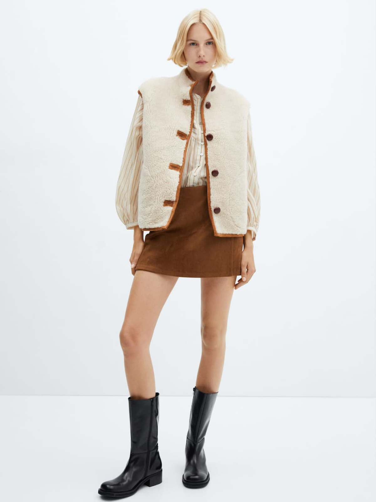 Reversible shearling vest