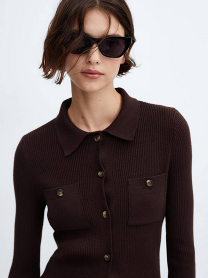 Ribbed pockets cardigan