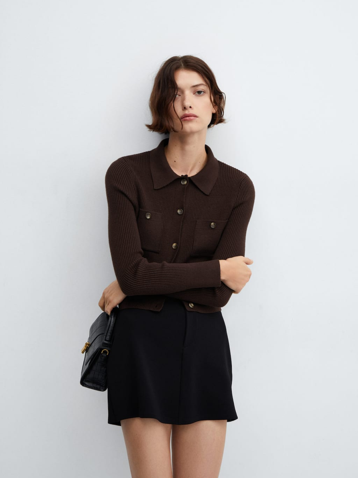Ribbed pockets cardigan